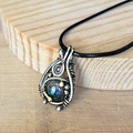 Moss Agate and Pink Tourmaline Pendant
