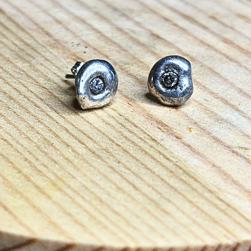 Molten Silver Diamond Stud Earrings