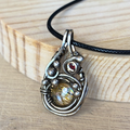 Dendrite Quartz and Garnet Pendant