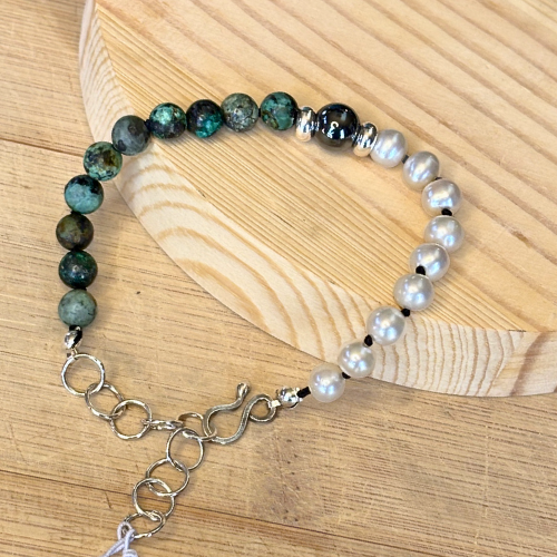 Pearl, Turquoise, and Hematite bracelet