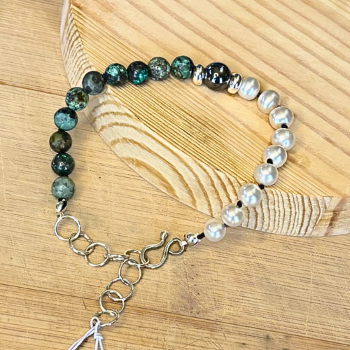 Pearl, Turquoise, and Hematite bracelet