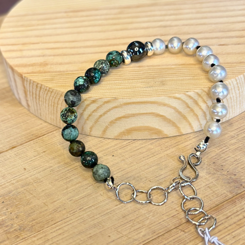 Pearl, Turquoise, and Hematite bracelet