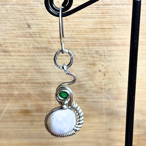 Coin Pearl and Emerald Earrings