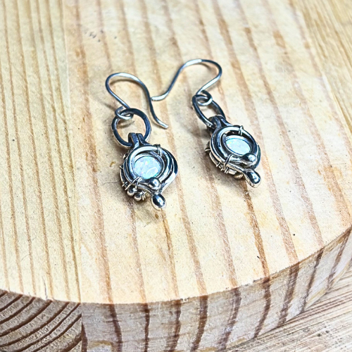Opal and Silver Earrings
