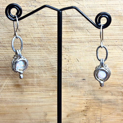 Opal and Silver Earrings
