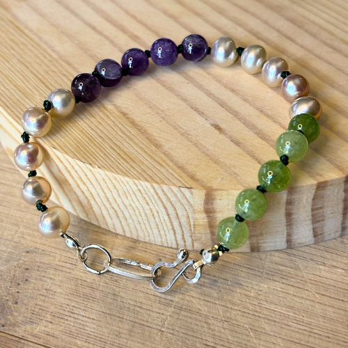 Suffragette Gemstone Bead Bracelet