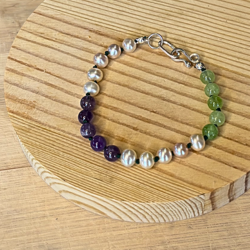 Suffragette Gemstone Bead Bracelet