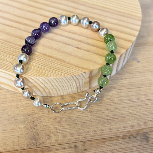 Suffragette Gemstone Bead Bracelet