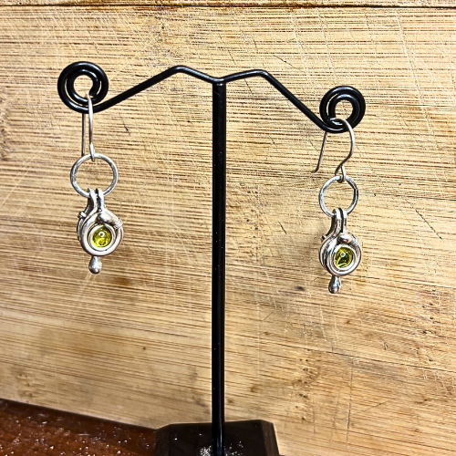 Peridot and Silver Earrings