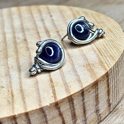 Sodalite and Silver Earrings