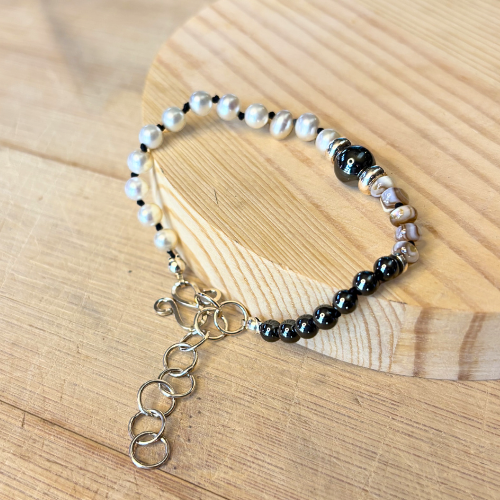 Pearl, Mother of Pearl, and Hematite bracelet