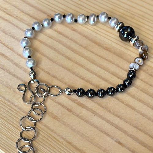 Pearl, Mother of Pearl, and Hematite bracelet