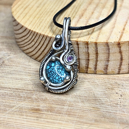 Turquoise and Pink Tourmaline Pendant