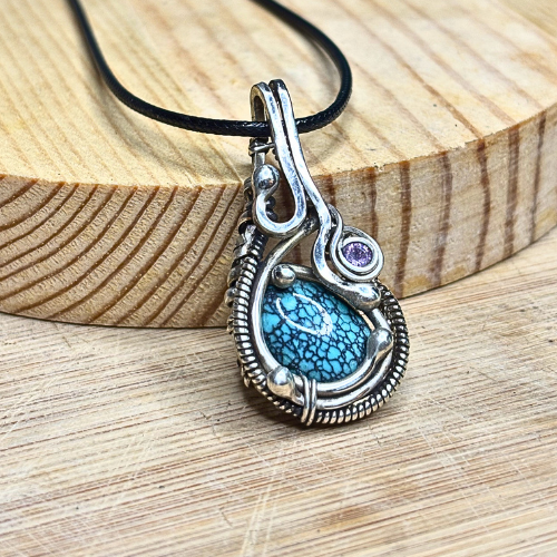 Turquoise and Pink Tourmaline Pendant