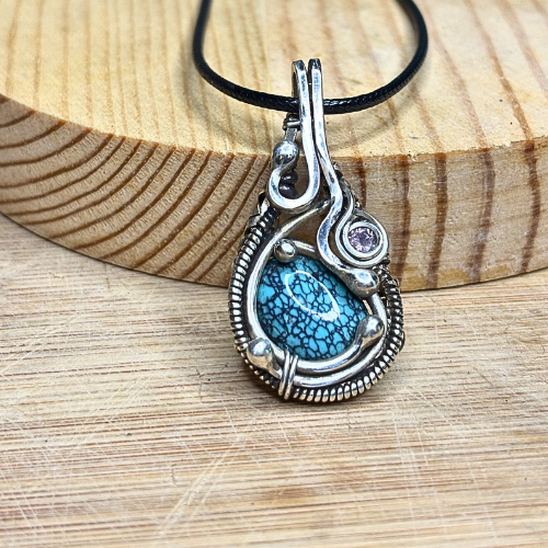 Turquoise and Pink Tourmaline Pendant