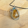 Natural Citrine pendant with garnet and topaz