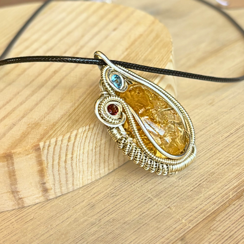 Natural Citrine pendant with garnet and topaz