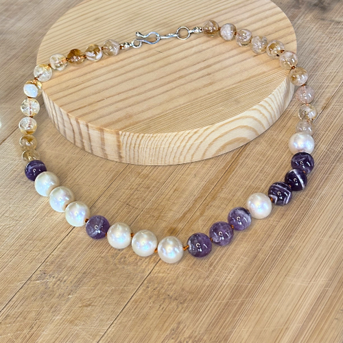 Suffrage Gemstone Bead Necklace