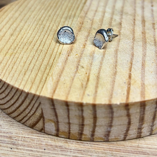 Molten Silver Stud Earrings