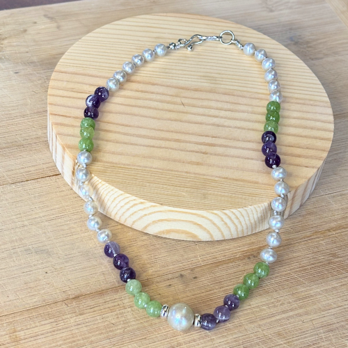 Suffragette Gemstone Bead Necklace