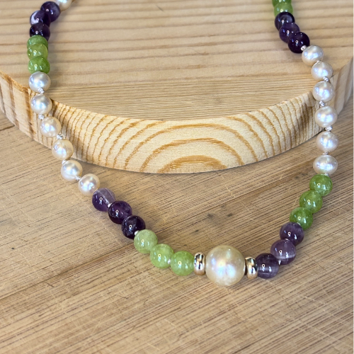 Suffragette Gemstone Bead Necklace
