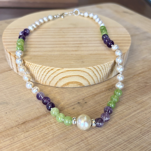 Suffragette Gemstone Bead Necklace