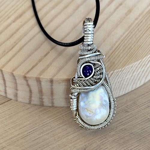 Baroque Pearl & Lapis Lazuli Pendant