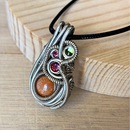 Colorful Sunstone and Sterling Silver Pendant