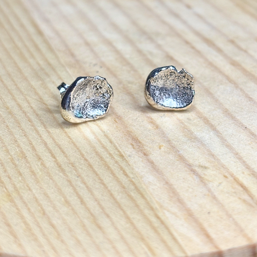 Molten Silver Stud Earrings