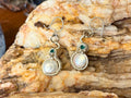 Silver Earrings with Coin Pearl, Emerald