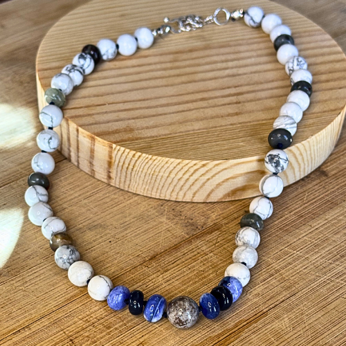Howlite, Opal, Coral, & Jasper Necklace