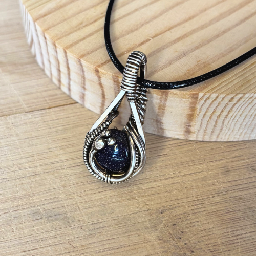 Sparkly Blue Sandstone Pendant