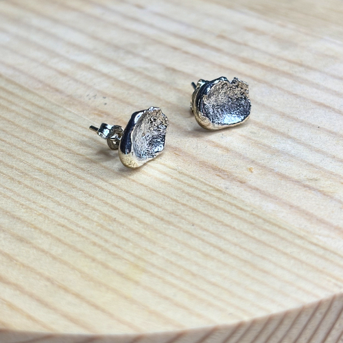 Molten Silver Stud Earrings
