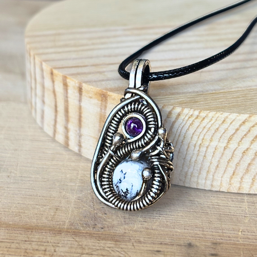 Dendritic Opal and Amethyst Pendant