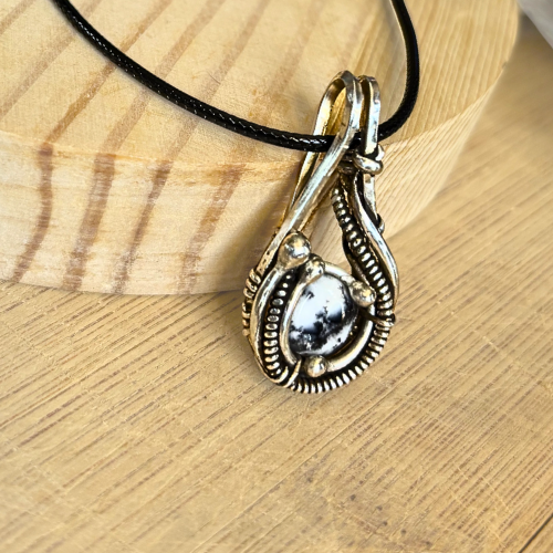 Dendritic Opal and Argentium Silver Pendant