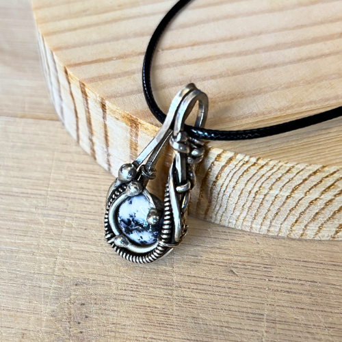Dendritic Opal and Argentium Silver Pendant