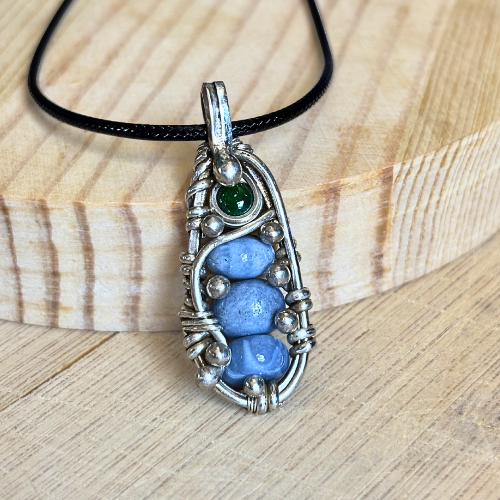 Blue Opal & Jade pendant