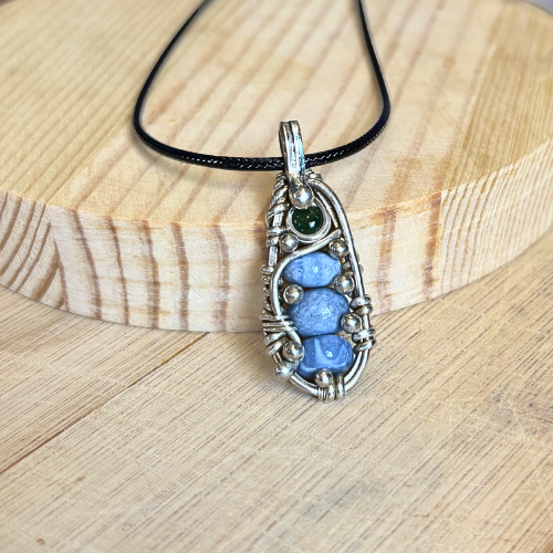 Blue Opal & Jade pendant