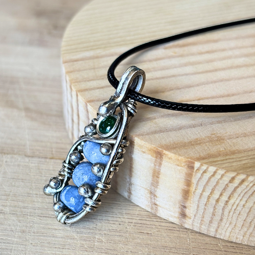 Blue Opal & Jade pendant