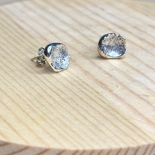 Molten Silver Stud Earrings