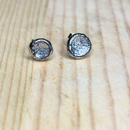 Molten Silver Stud Earrings