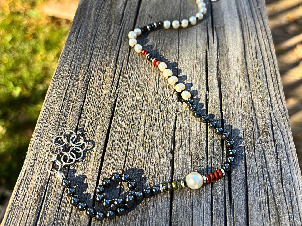 Pearl, Hematite, & Jasper Necklace