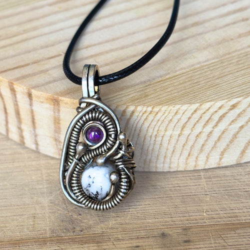Dendritic Opal and Amethyst Pendant