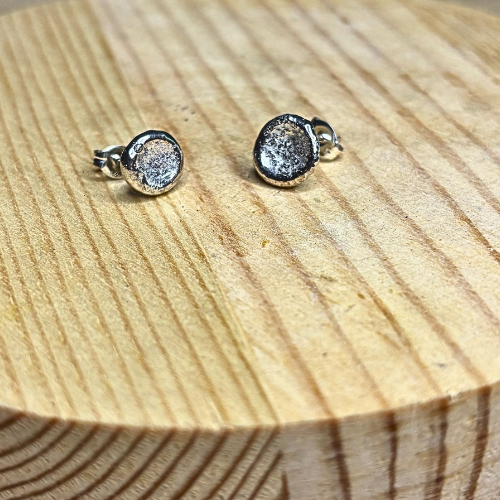 Molten Silver Stud Earrings